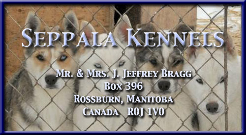 Seppala Kennels - Mr. and Mrs. J. Jeffrey Bragg - Box 396 - Rossburn, MB - R0J 1V0 - Canada